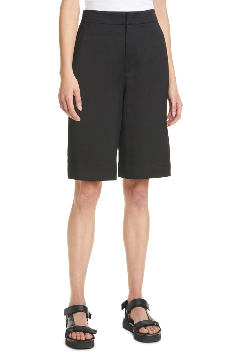 Vince Wide Leg Linen Blend Shorts, Main, color, Black