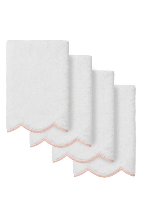 Adornia Scallop Set of 4 Fingertip Towels