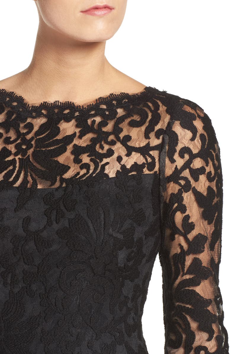 Tadashi Shoji Embroidered Lace Sheath Dress, Alternate, color, Black