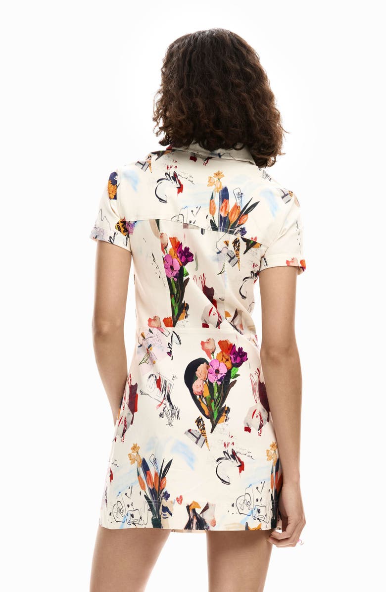Desigual Printed Mini Shirtdress, Alternate, color, Medium Beige
