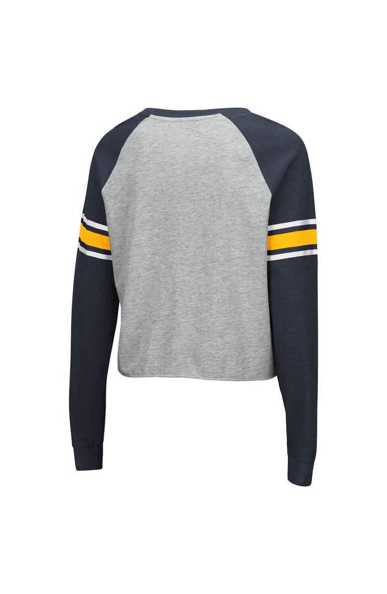 COLOSSEUM Women's Colosseum Heathered Gray/Navy West Virginia Mountaineers Decoder Pin Raglan Long Sleeve T-Shirt, Alternate, color, 