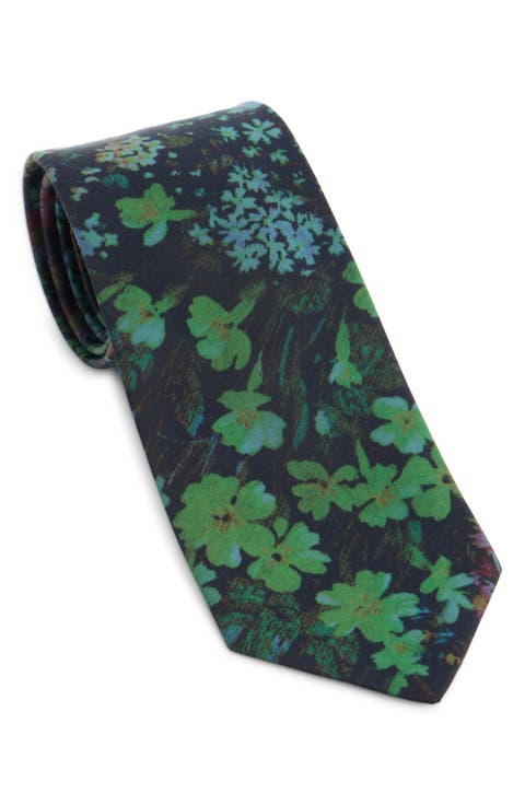 Floral Cupro & Cotton Tie