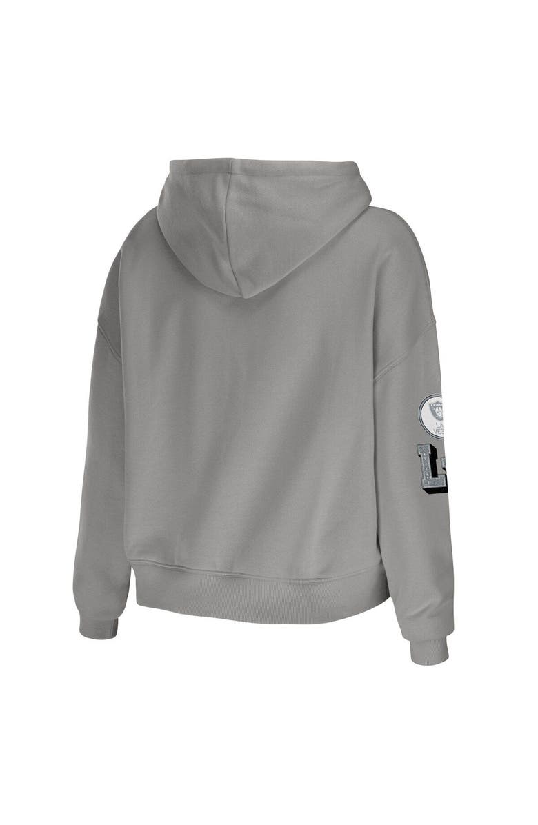 WEAR by Erin Andrews Women's WEAR by Erin Andrews Gray Las Vegas Raiders Modest Cropped Pullover Hoodie, Alternate, color, Gray