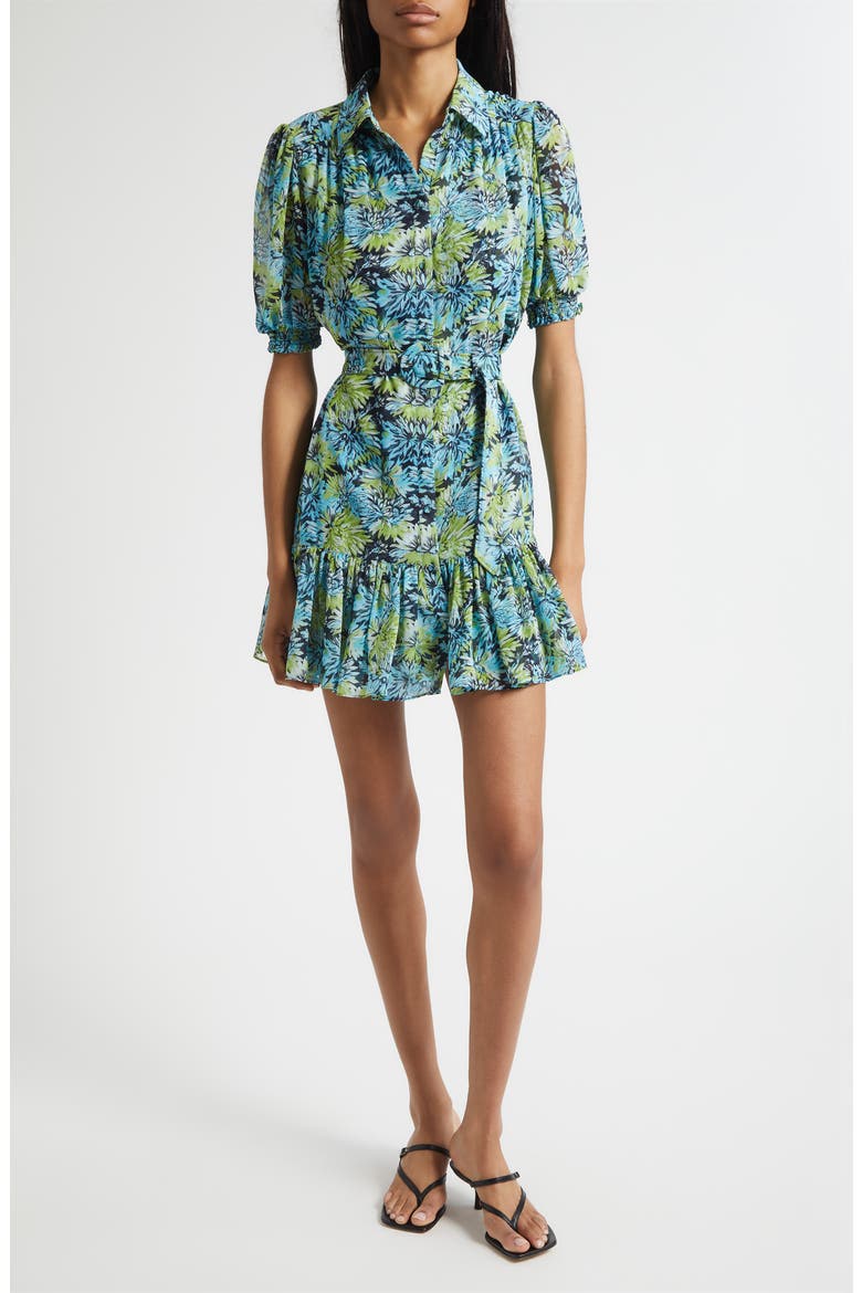 Halbini Dahlia Print Puff Sleeve Belted Shirtdress (Women) | Nordstrom