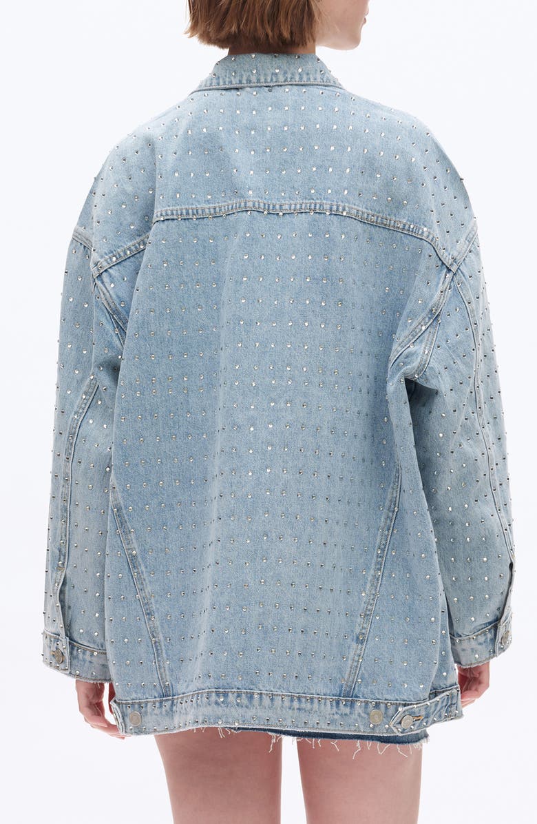 Bayeas Oversize Rhinestone Denim Jacket, Alternate, color, Light Blue