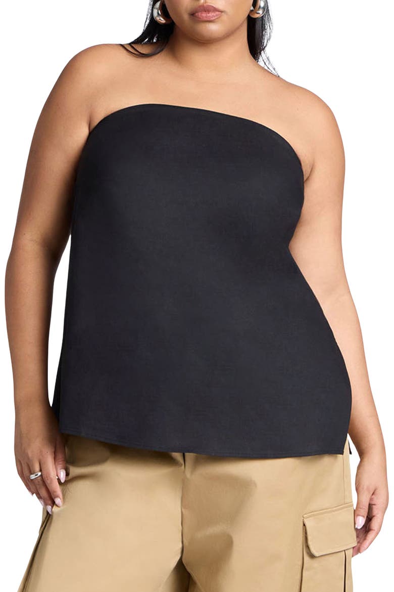 Long Column Strapless Top, Main, color, BLACK