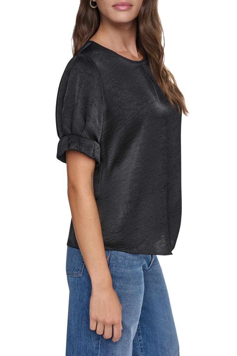 Textured Satin Shirt, Alternate, color, BLACK