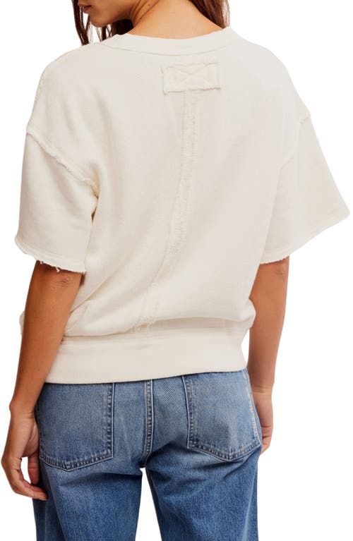 Shop Free People So Easy Short Sleeve Sweatshirt In Clean Ivory
