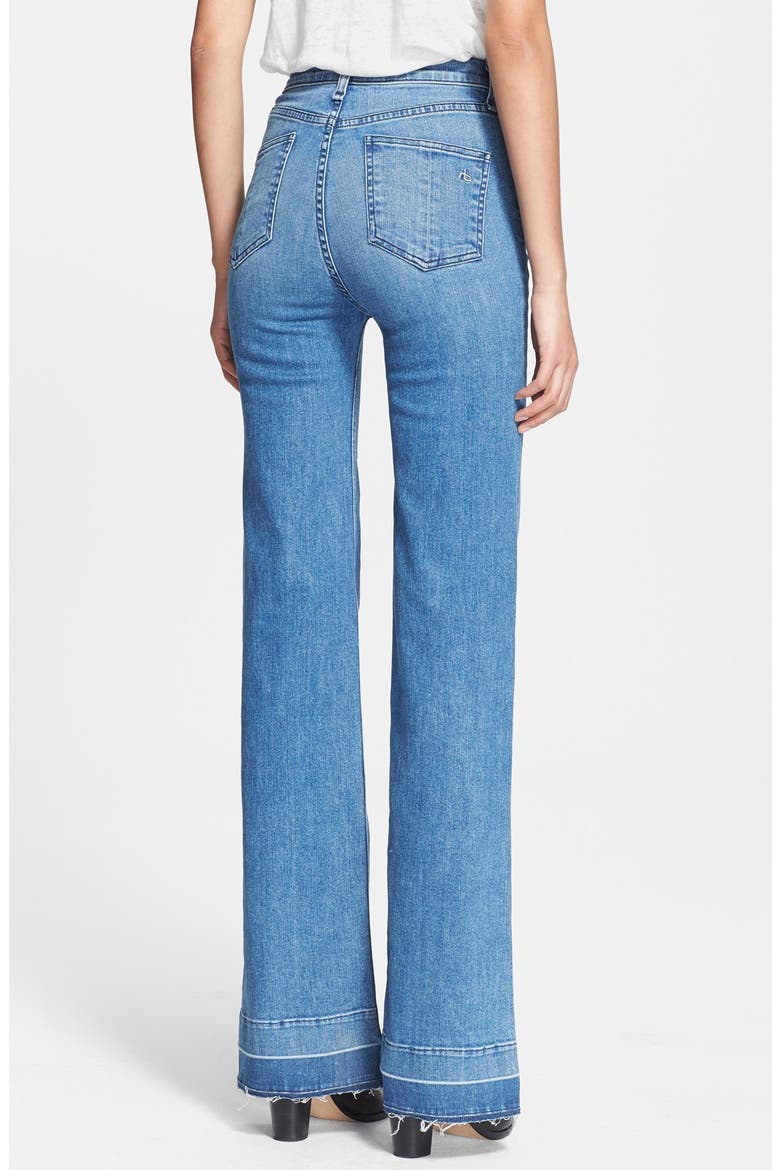 'Justine' Wide Leg Flare Jeans, Alternate, color, WHITBY