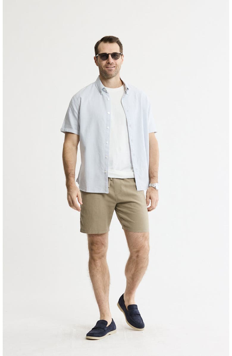 JACHS Linen Blend Short Sleeve Shirt, Alternate, color, Light Grey