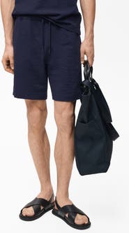 MANGO Drawstring Seersucker Shorts