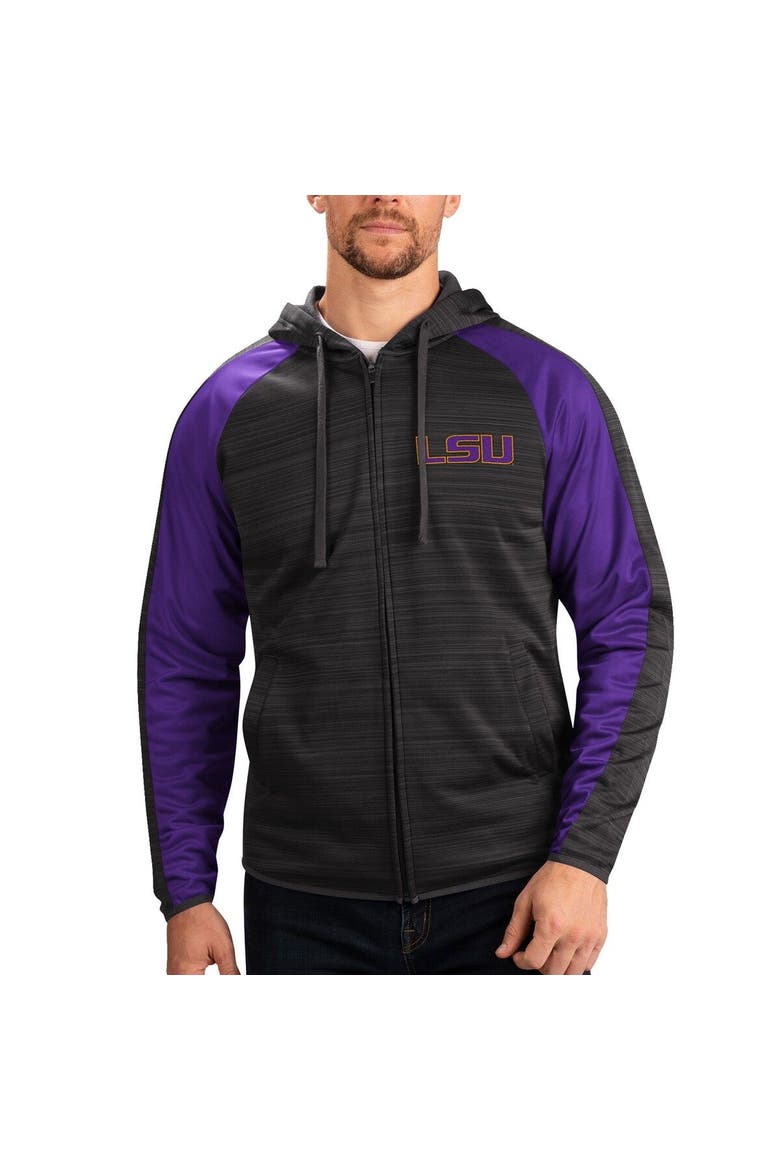 Men's G-III Sports by Carl Banks Black LSU Tigers Neutral Zone Raglan Full-Zip Track Jacket Hoodie, Main, color, Black