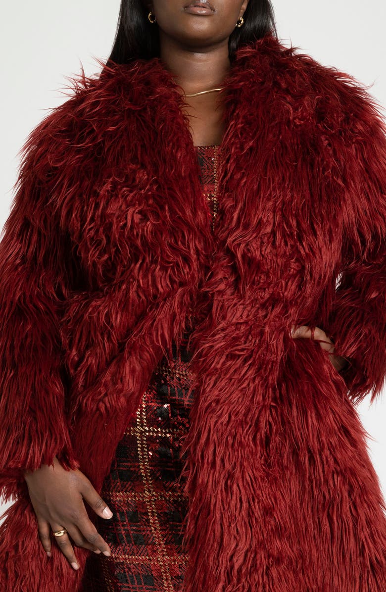 ELOQUII Faux Fur Coat, Alternate, color,