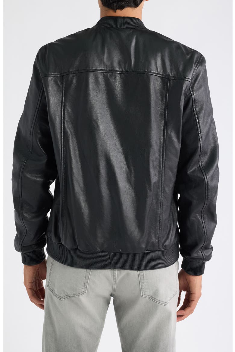 Glashy Leather Bomber Jacket, Alternate, color, BLACK