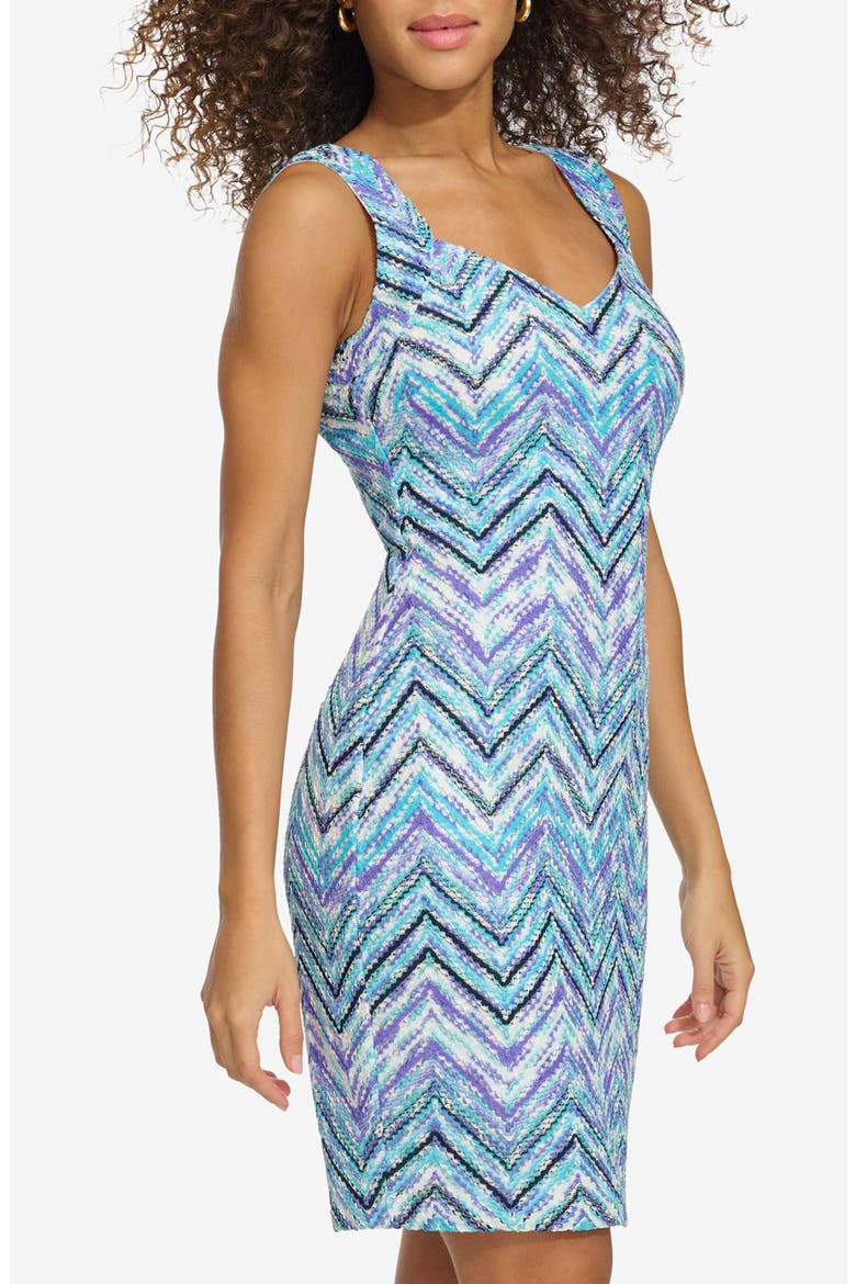 Crepe Scuba Knit Sheath Dress, Alternate, color, BLUE MULTI