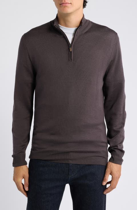 Regular Fit Quarter Zip Wool Sweater