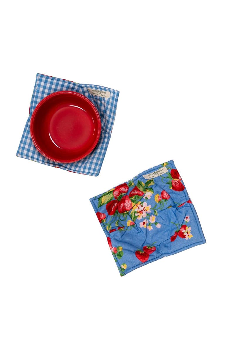 Strawberry Magic Bowl Cozies, Set of 2, Main, color, Blue