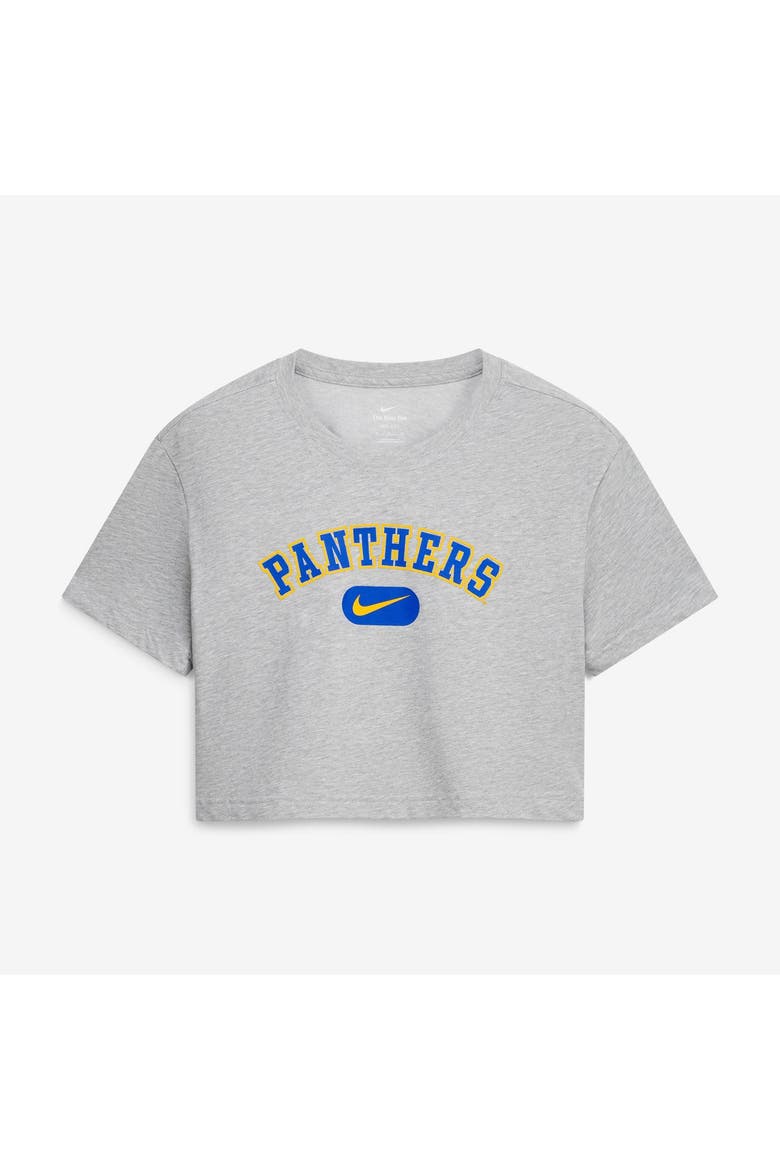 Women's Nike Heather Gray Pitt Panthers Dri-FIT Cropped T-Shirt, Main, color, Heather Gray