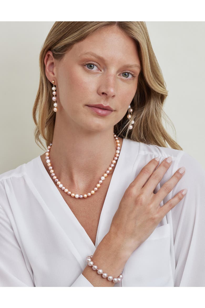7.0-7.5mm Freshwater Multicolor Pearl Necklace - Premier AAAA Quality, Main, color, Sterling Silver Clasp