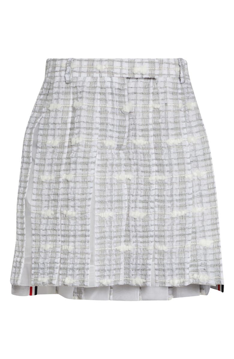 Thom Browne Low Rise Pleated Tweed Skirt, Main, color, Medium Grey