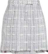 Thom Browne Low Rise Pleated Tweed Skirt