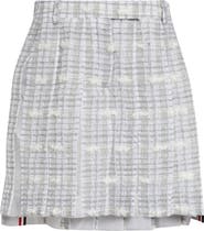 Thom Browne Low Rise Pleated Tweed Skirt