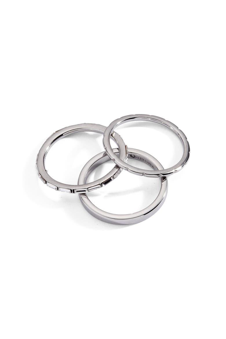 Baguette Stacking Ring Set of 3, Alternate, color, Silver