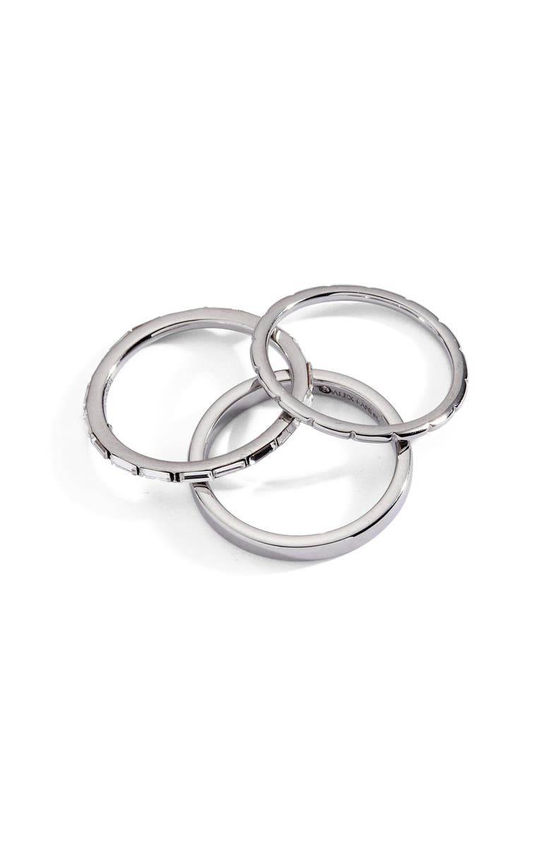 Alex and Ani Baguette Stacking Ring Set of 3, Alternate, color, Silver