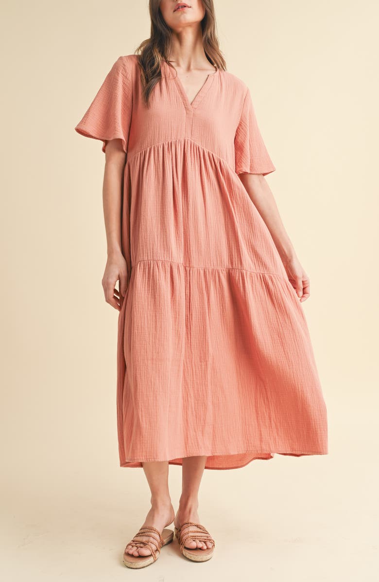 WISHLIST Cotton Gauze Maxi Dress, Main, color, Rose