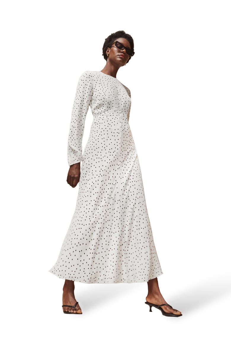 Polka Dot Tie Back Dress, Main, color, White