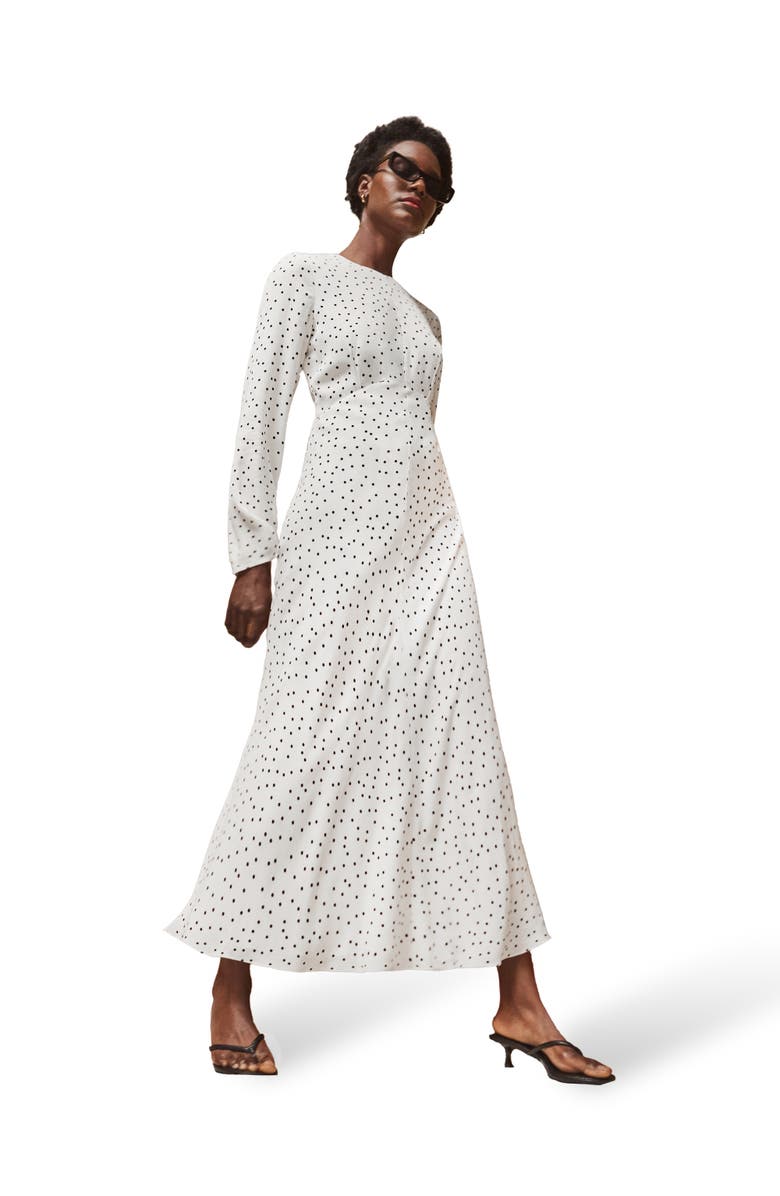 Ro&Zo Polka Dot Tie Back Dress, Main, color, White