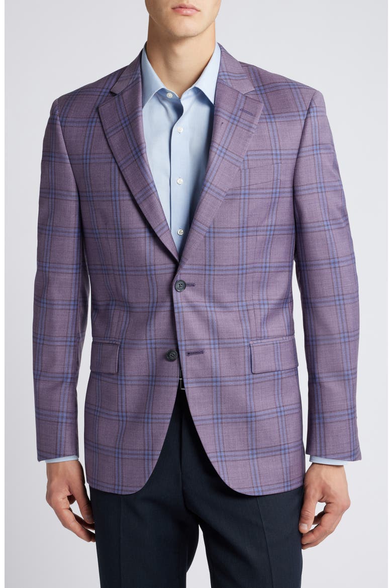 Flynn Classic Fit Plaid Wool Sport Coat, Alternate, color, PURPLE