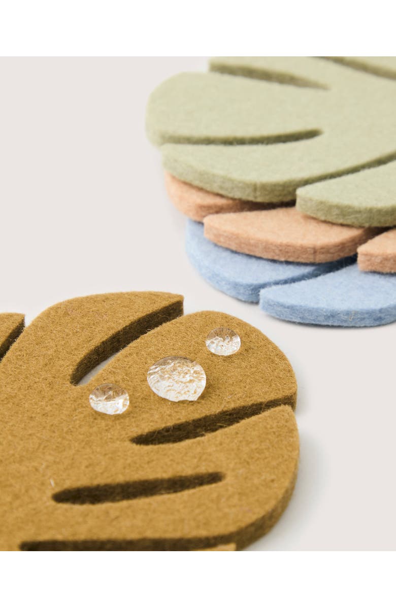 Graf Lantz Merino Wool Monstera Coaster Multi 4 Pack, Alternate, color, Tropics