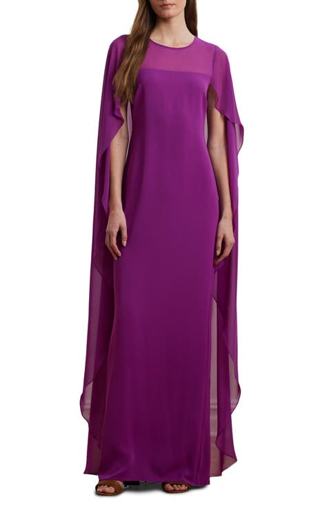 Cape Sleeve Georgette Gown