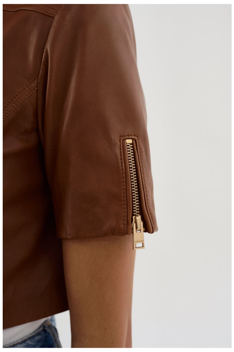 Kirsi Gold | Cropped Biker Jacket, Alternate, color, Luggage