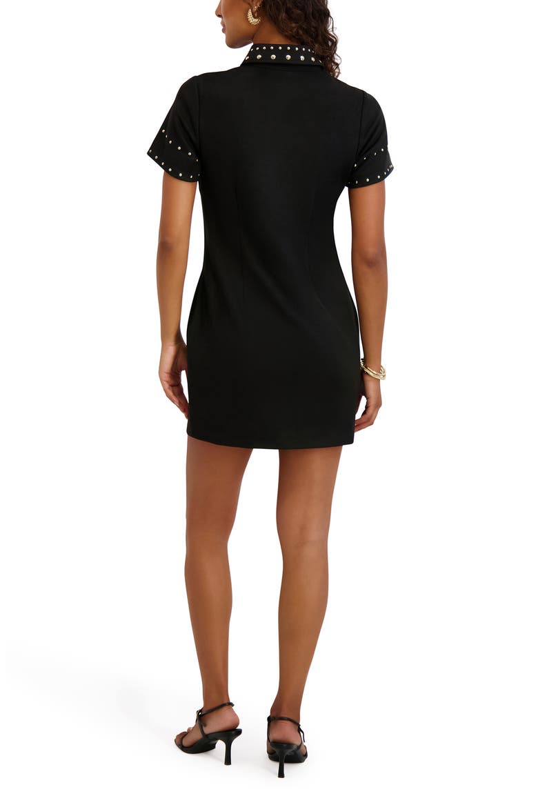Studded Button Front Shirtdress, Alternate, color, BLACK/ GOLD