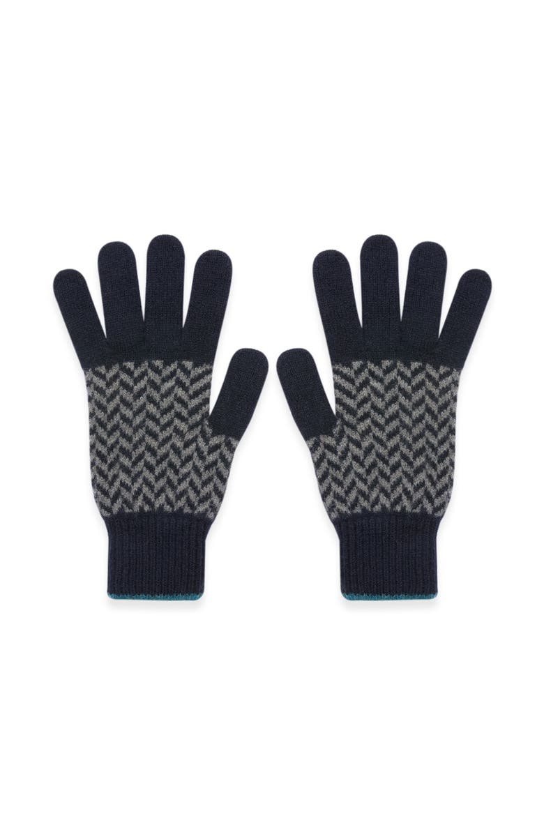 Celtic & Co. British Lambswool Chevron Gloves, Alternate, color, Indigo