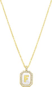 Adornia Crystal Mother of Pearl Initial Pendant Necklace