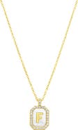 Adornia Crystal Mother of Pearl Initial Pendant Necklace
