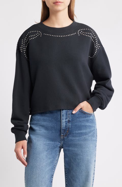 Studded Vintage Terry Crop Sweatshirt