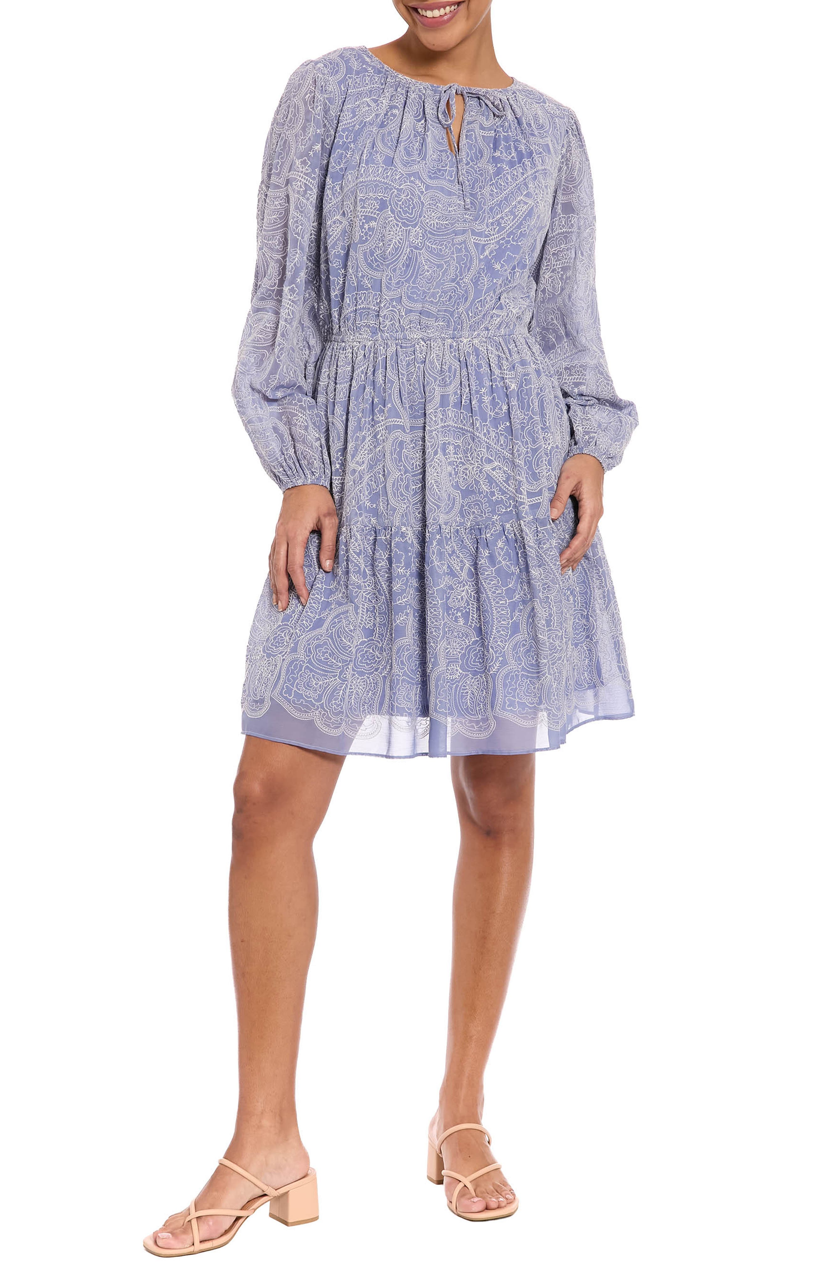 Split Neck Long Sleeve Dress
