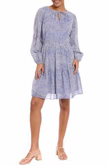 Split Neck Long Sleeve Dress