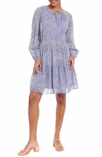 Split Neck Long Sleeve Dress