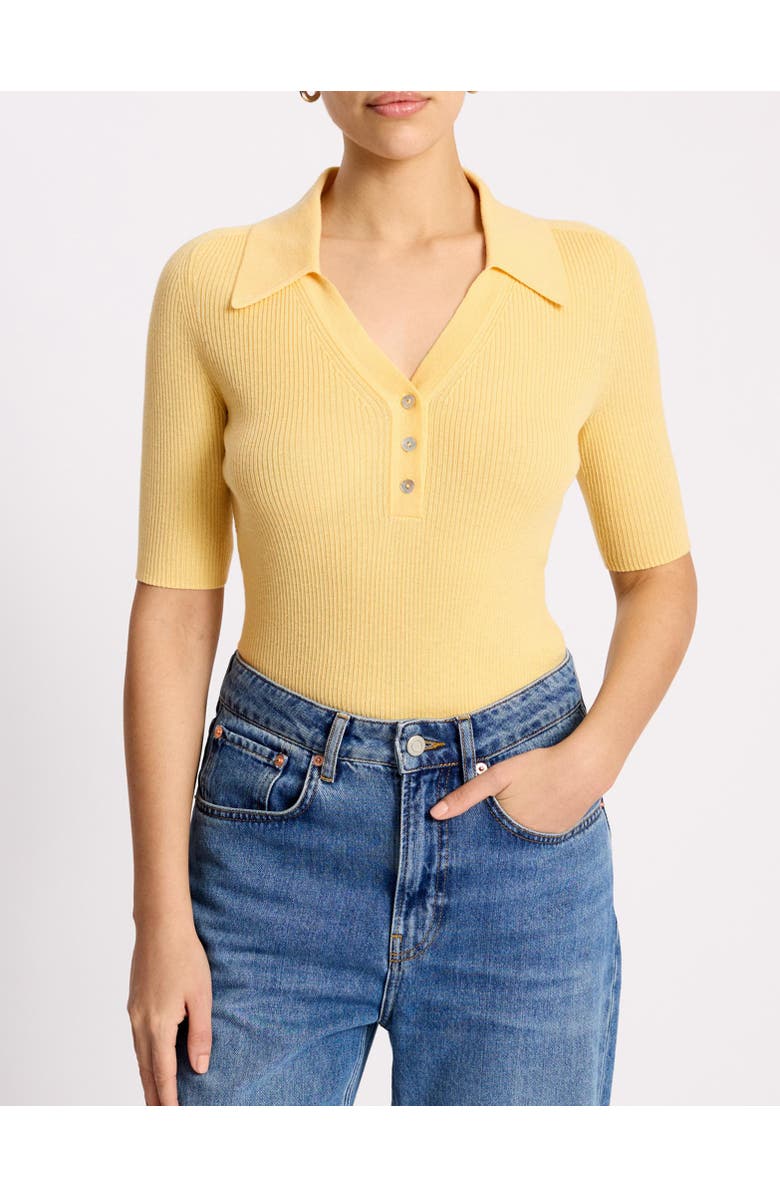 Albaray Button-Front Collard Knit Top, Alternate, color, Yellow