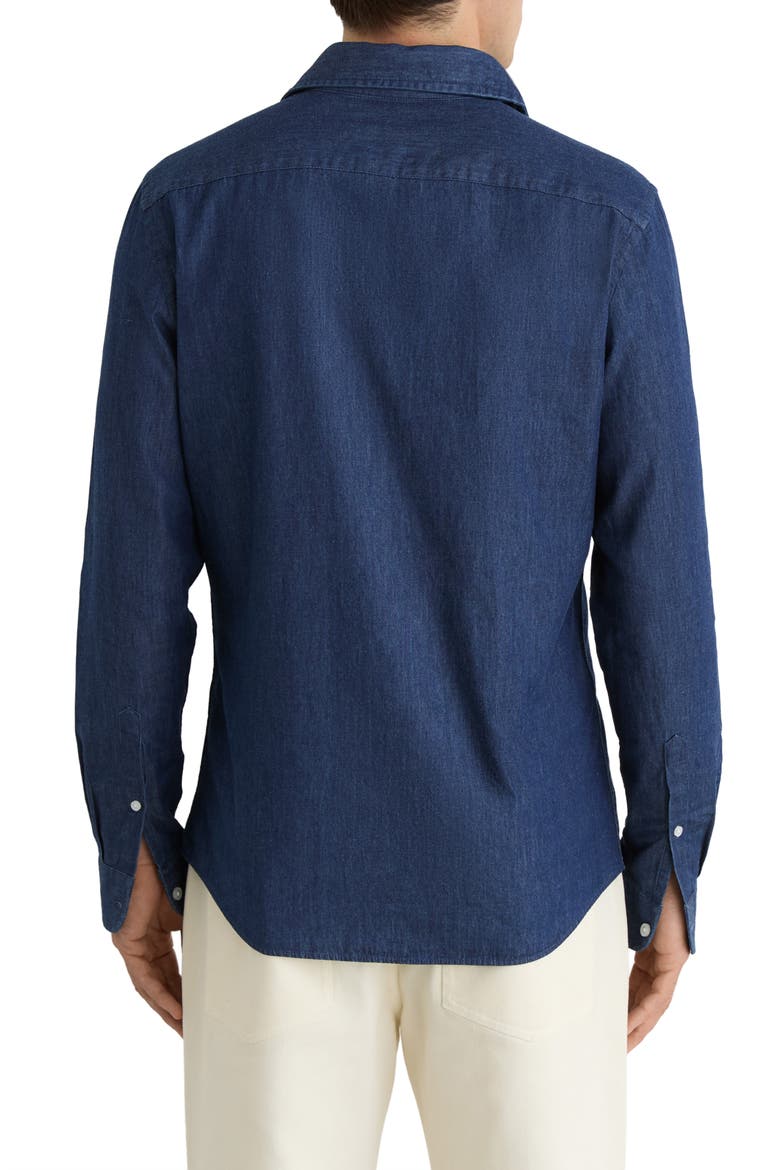 Don Long Sleeve Cotton Shirt, Alternate, color, DARK BLUE WASH