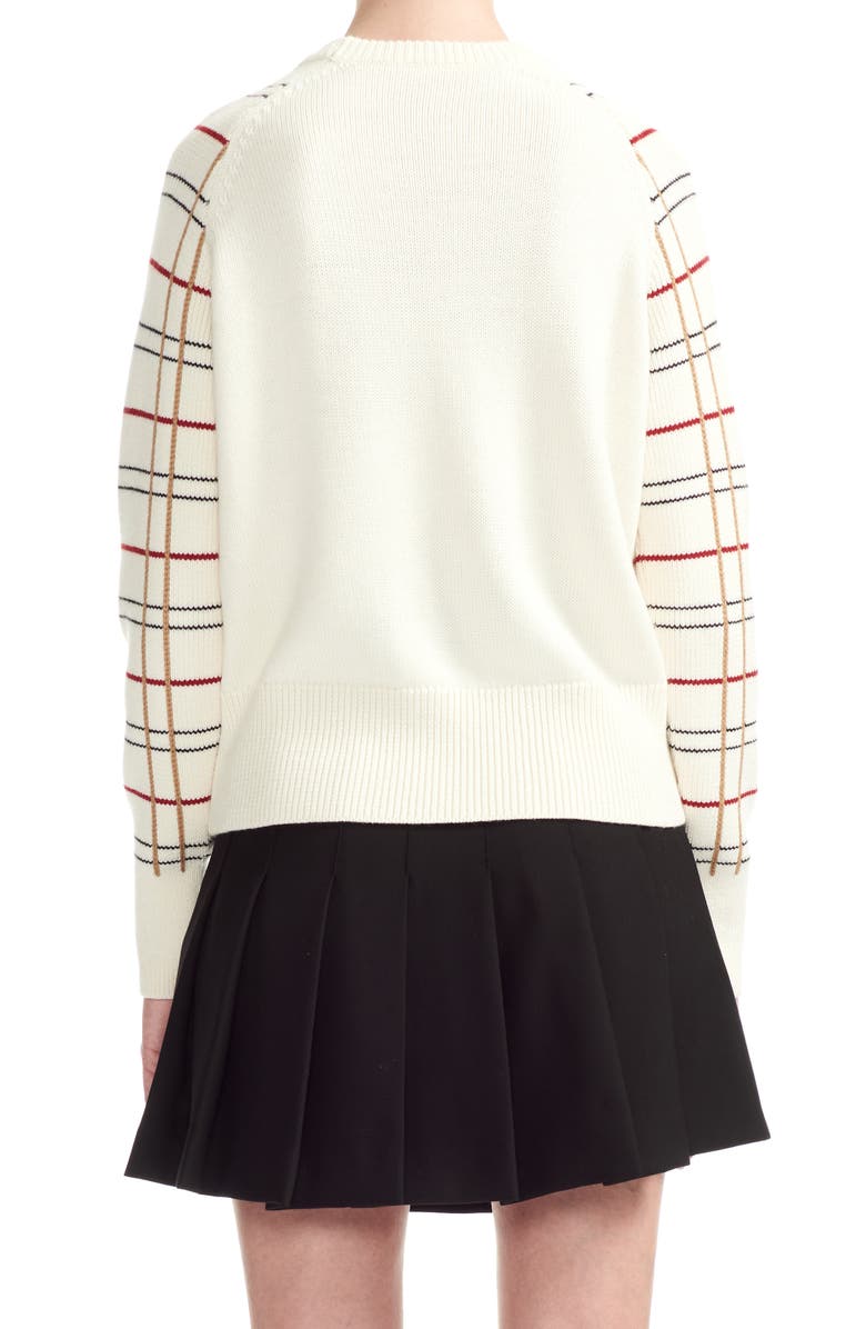 maje ur Plaid Wool Blend Sweater, Alternate, color, Ecru
