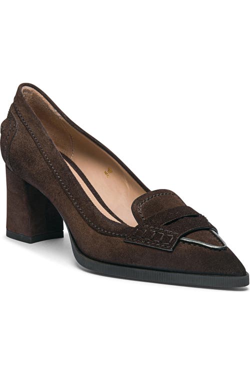 Santoni Suede Mid-heel Pump In Brown