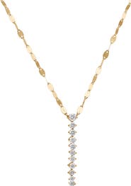 LANA 14K Gold Mini Diamond Tennis Lariat Necklace
