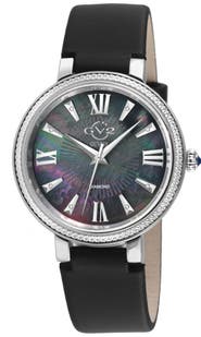 GV2 Women's Genoa Diamond Dial Leather Strap Watch, 37mm
