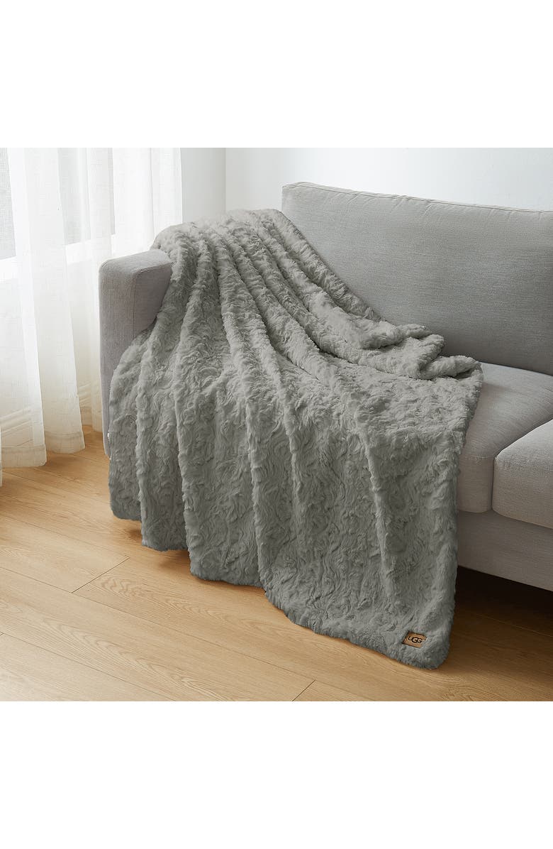 UGG<sup>®</sup> Adalee Faux Fur Throw Blanket, Alternate, color, Seal